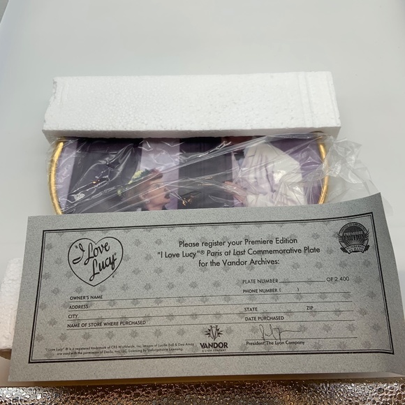 RARE VTG I Love Lucy Paris at Last Collectors Plate Vandor New in Original Box! - Picture 9 of 16